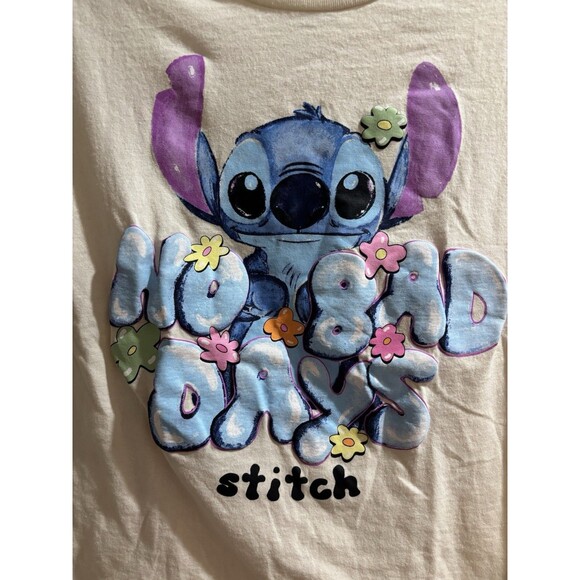NEW Disney STITCH T-Shirt Kids L (10-12) NO BAD DAYS Off-White - Picture 2 of 5